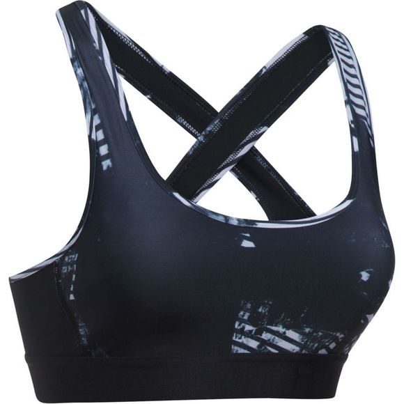 Under Armour 1300172 001 Women Sz M Crossback Debossed Sports Bra Black/White - Picture 1 of 5